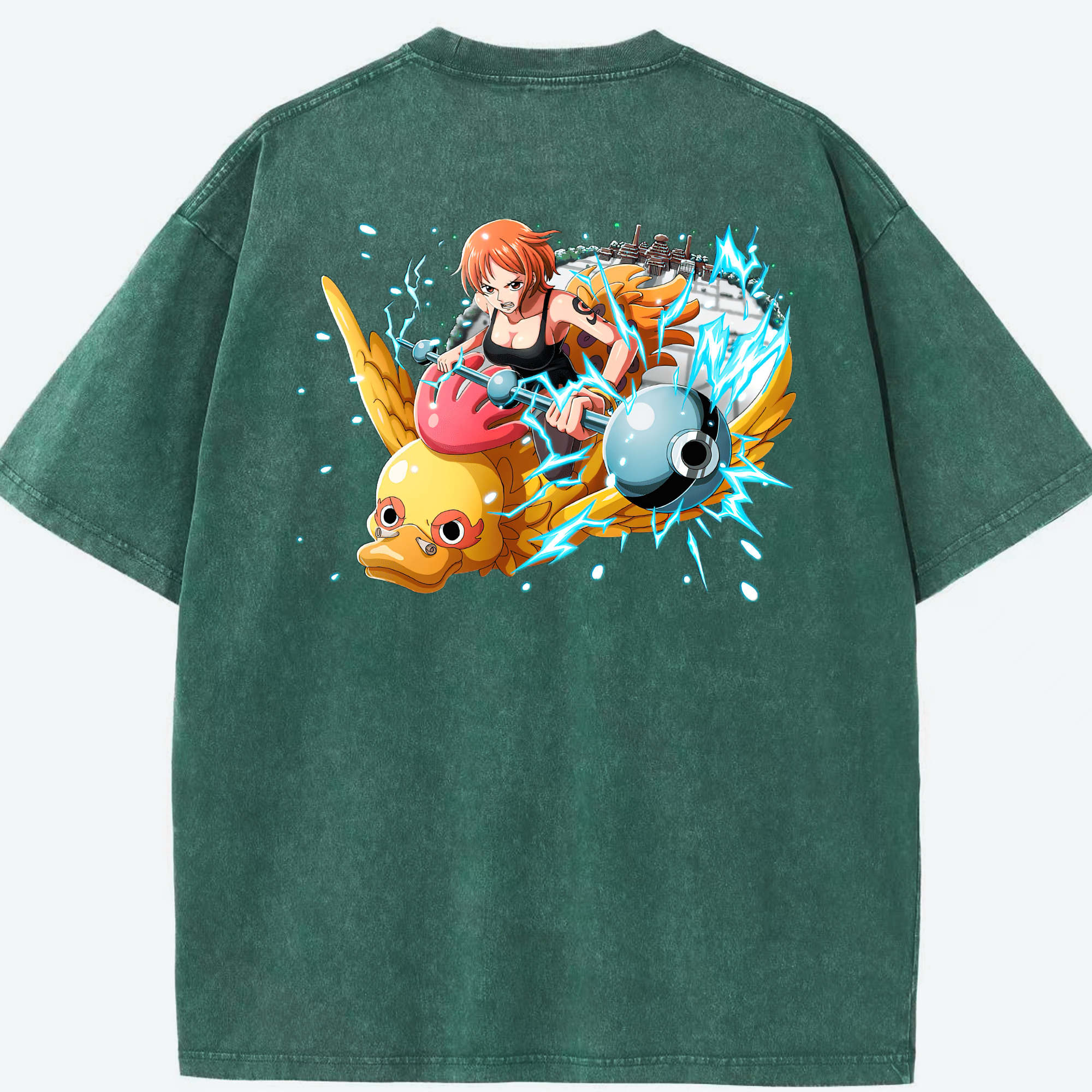 ワンピース ナミ ONE PIECE Nami 綿100% ヴィンテージ風 半袖Tシャツ（背面プリント）